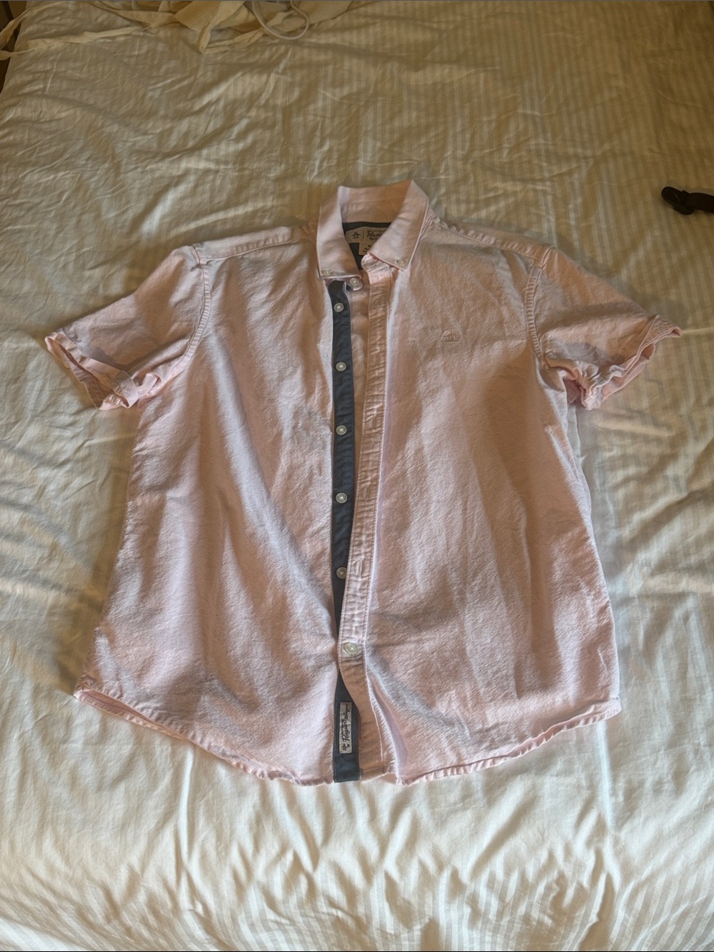 Original Penguin Light Pink Short-Sleeve Shirt - buttowith Dark Contrast Placket